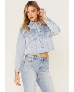 Cleo + Wolf Women's Light Wash Stretch Desert Scene Embroidered Cropped Denim Jacket -Country Outfitter Shop 2000373355 412 P2