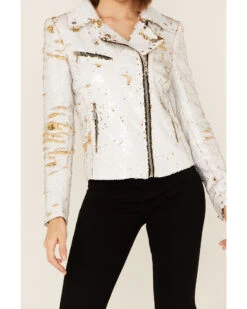 Any Old Iron Women's Sequined Moto Jacket