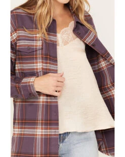 Cleo + Wolf Women's Plaid Print Oversized Long Sleeve Flannel Button Down Shirt -Country Outfitter Shop 2000374827 560 P3