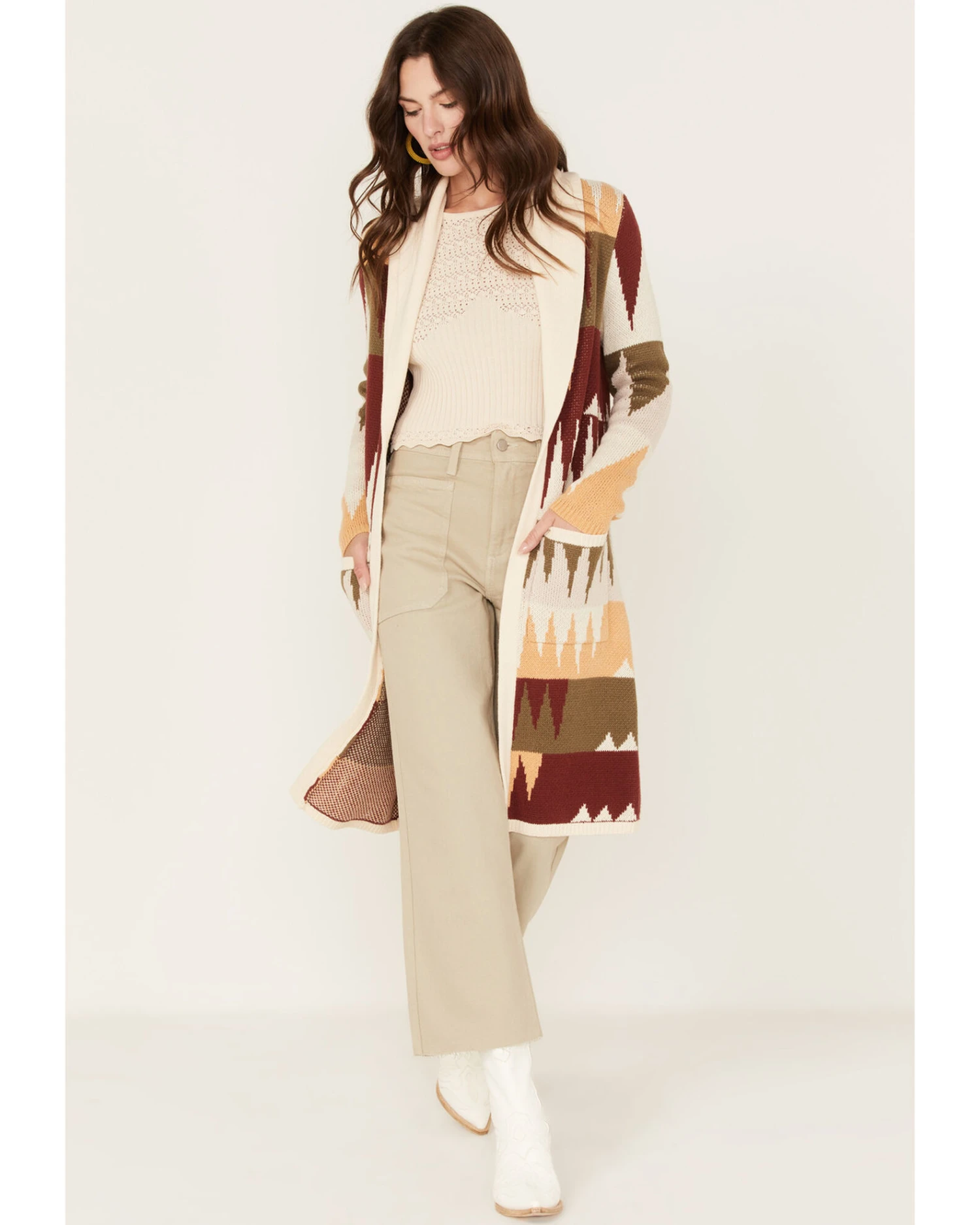 Shyanne Women's Geo Print Duster Cardigan 6 Shyanne Women's Geo Print Duster Cardigan - Image 4