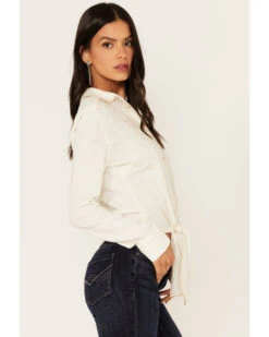 Idyllwind Women's Embroidered Tie Front Knit Long Sleeve Western Pearl Snap Shirt -Country Outfitter Shop 2000375284 103 P3