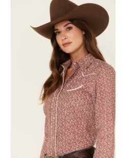 Roper Women's Ditsy Floral Print Long Sleeve Pearl Snap Retro Western Shirt -Country Outfitter Shop 2000378232 600 P2