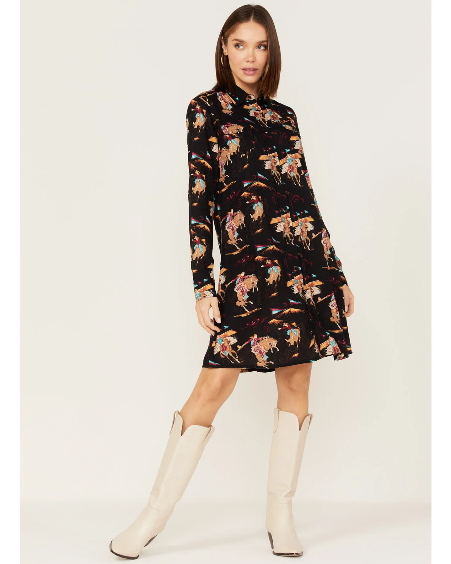 ROPER Karman Women's Retro Rodeo Print Shirt Dress 5 ROPER Karman Women's Retro Rodeo Print Shirt Dress - Image 3