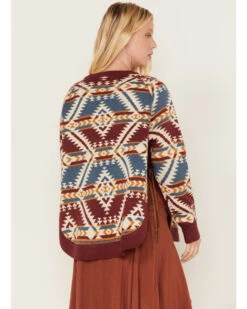 Cotton & Rye Women's Southwestern Knit Concho Tassel Sweater
