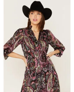 Revel Women's Floral & Paisley Print Puff Sleeve Midi Dress -Country Outfitter Shop 2000378784 550 P2