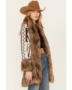 Shyanne Women's Southwestern Knit Faux Fur Trim Cardigan -Country Outfitter Shop 2000380627 295 P2