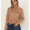 Idyllwind Women's Fate Tie-Front Faux Suede Fringe Shirt 1 Idyllwind Women's Fate Tie-Front Faux Suede Fringe Shirt -Country Outfitter Shop 2000380691 280 P1
