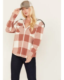 Cleo + Wolf Women's Buffalor Plaid Print Hooded Flannel Shirt -Country Outfitter Shop 2000380772 200 P1