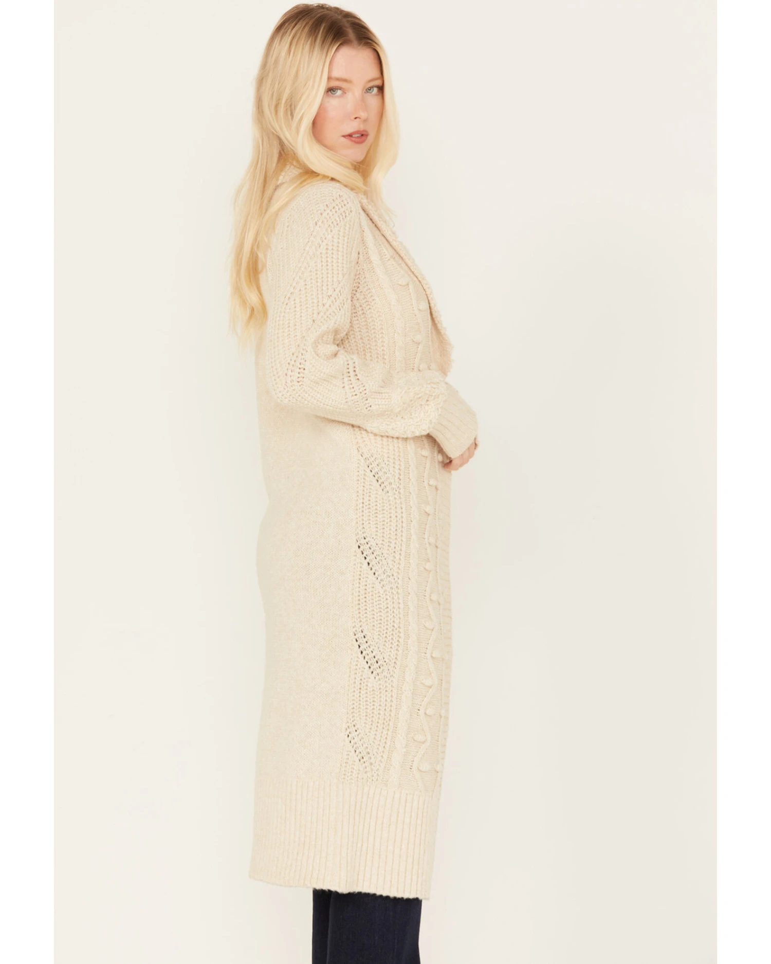 Cleo + Wolf Women's Boucle & Cable Knit Duster 3 Cleo + Wolf Women's Boucle & Cable Knit Duster