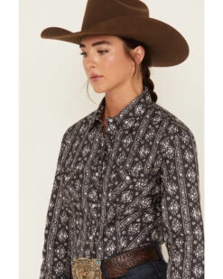 Rough Stock By Panhandle Women's Southwestern Print Long Sleeve Pearl Snap Western Shirt -Country Outfitter Shop 2000381074 001 P2