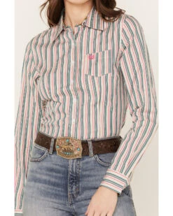 Cinch Women's Striped Long Sleeve Button-Down Western Shirt -Country Outfitter Shop 2000382739 900 P3