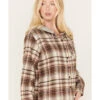 Cleo + Wolf Women's Tau Plaid Print Hooded Flannel Long Sleeve Shirt -Country Outfitter Shop 2000382956 251 P2