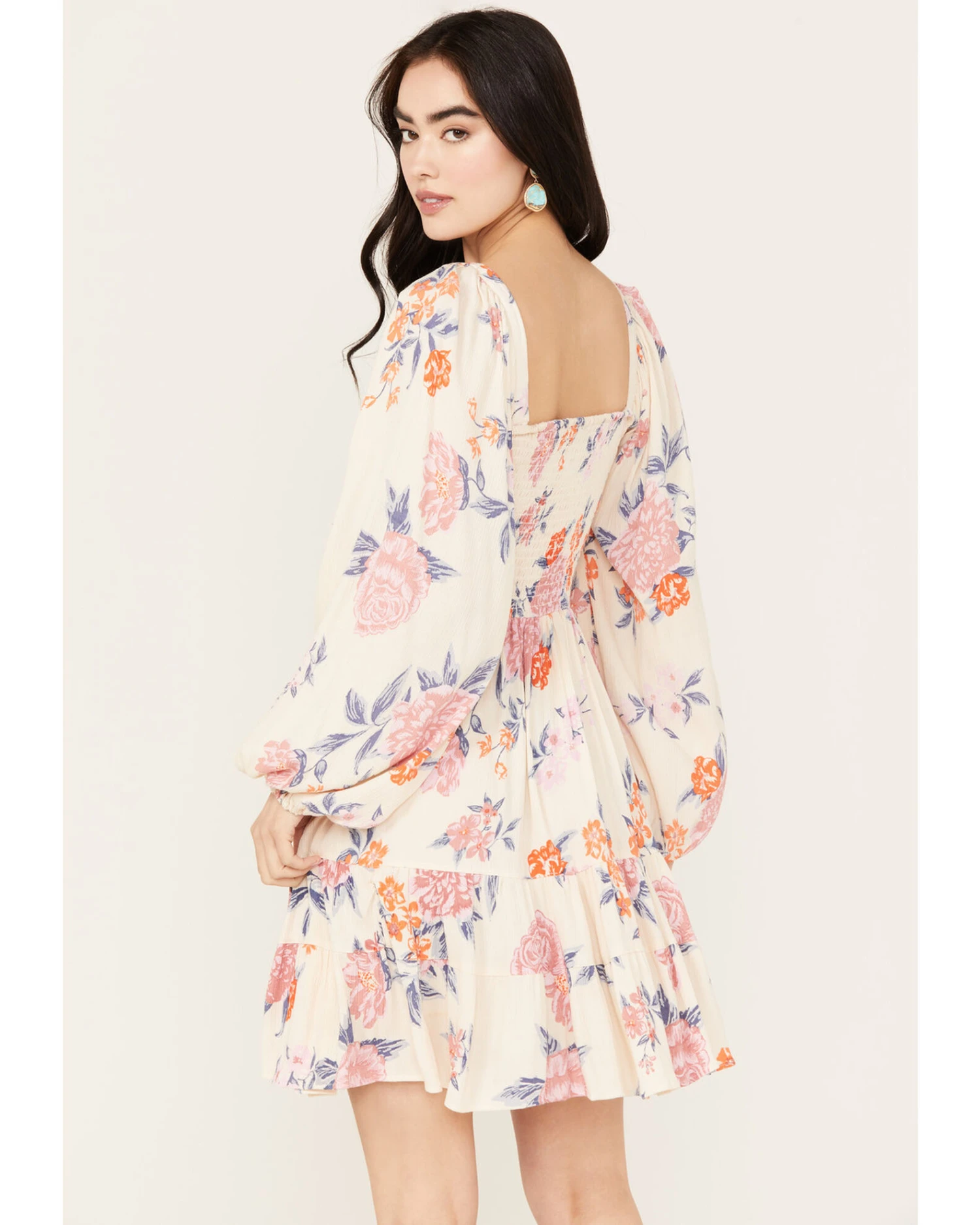 Angie Women's Long Sleeve Floral Mini Dress 6 Angie Women's Long Sleeve Floral Mini Dress - Image 4