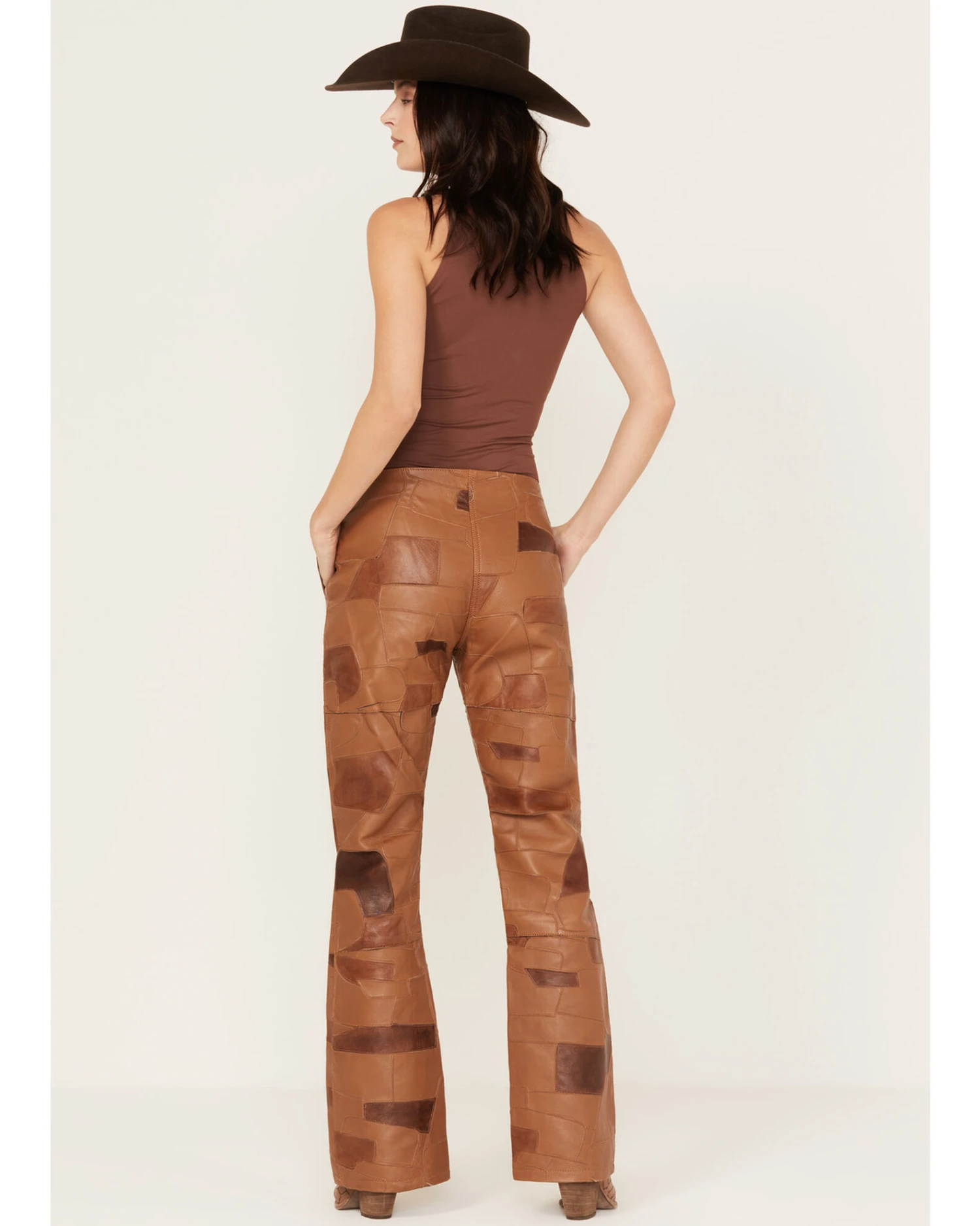 Understated Leather Women's Vixen Mid Rise Leather Patched Pants 3 Understated Leather Women's Vixen Mid Rise Leather Patched Pants