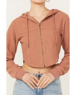 Cleo + Wolf Women's Corset Cropped Hoodie -Country Outfitter Shop 2000386443 281 P3
