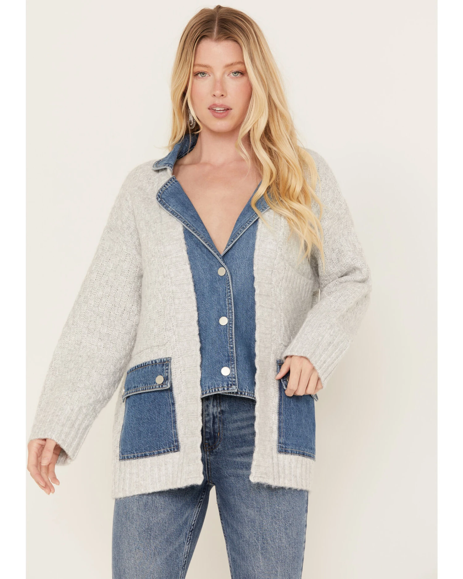Colortree Women's Denim Sweater Cardigan 3 Colortree Women's Denim Sweater Cardigan