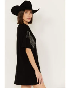 Rock & Roll Denim Women's Metal Fringe Short Sleeve Mini Dress -Country Outfitter Shop 2000387603 001 P2