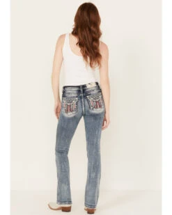 Miss Me Women's Medium Wash Mid Rise Americana Dreamcatcher Stretch Bootcut Jeans -Country Outfitter Shop 2000388616 420 P1
