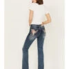 Grace In LA Women's Medium Wash Mid Rise Floral Steer Head Pocket Bootcut Jeans -Country Outfitter Shop 2000388992 414 P1