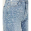 Ceros Women's Medium Wash High Rise Paisley Printed Wide Leg Straight Stretch Jeans -Country Outfitter Shop 2000392259 414 P2