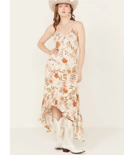 Wild Moss Women's Floral High Low Hem Dress