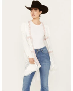 POL Women's Tiered Ditsy Print Long Sleeve Kimono 8 POL Women's Tiered Ditsy Print Long Sleeve Kimono -Country Outfitter Shop 2000393565 100 P1