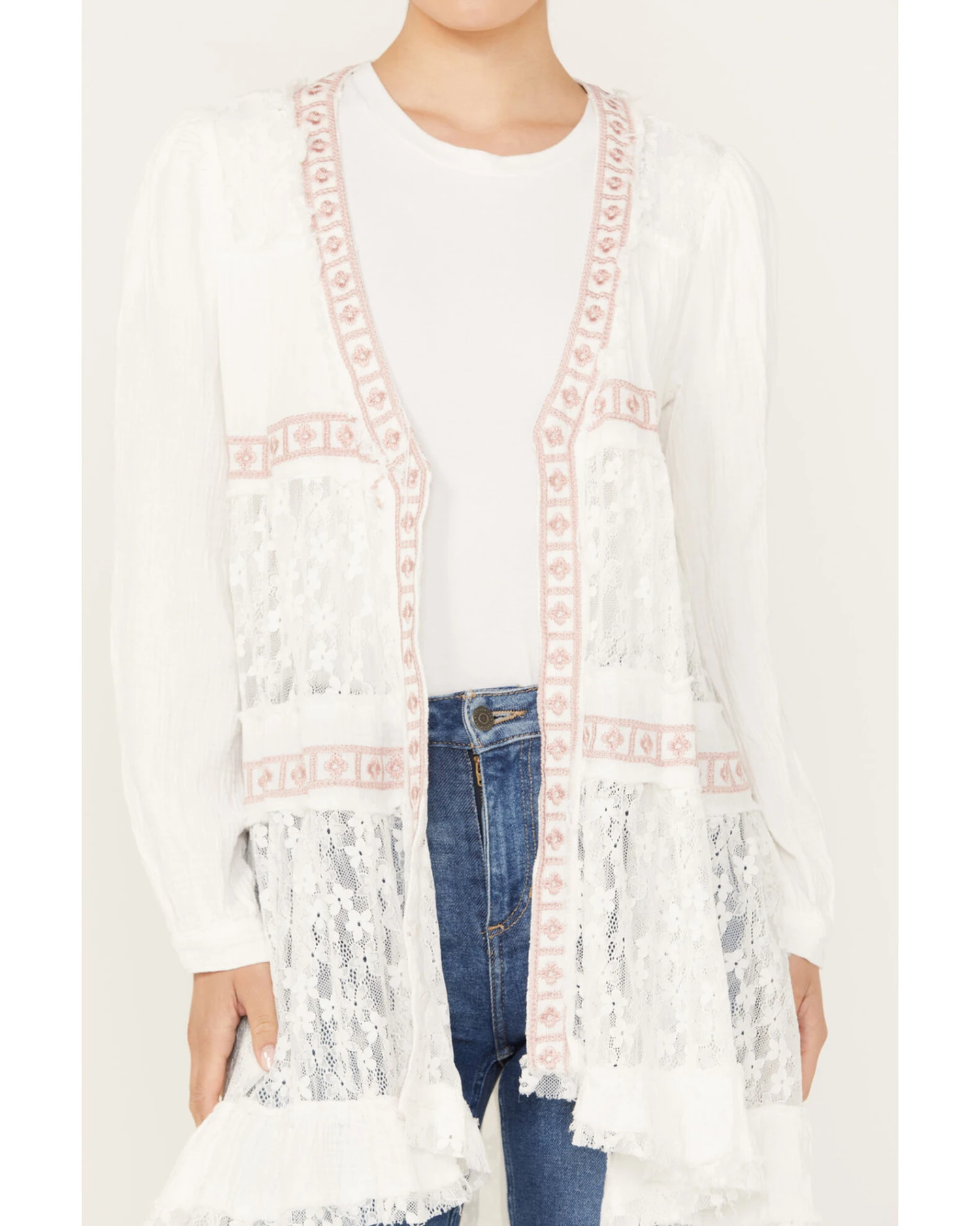 POL Women's Tiered Ditsy Print Long Sleeve Kimono 3 POL Women's Tiered Ditsy Print Long Sleeve Kimono