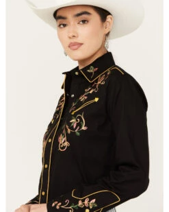 Rockmount Ranchwear Women's Floral Embroidered Long Sleeve Pearl Snap Western Shirt -Country Outfitter Shop 2000393805 001 P2