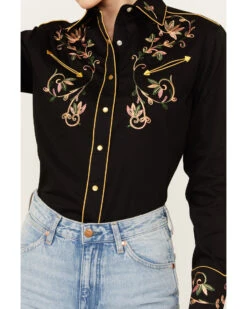 Rockmount Ranchwear Women's Floral Embroidered Long Sleeve Pearl Snap Western Shirt -Country Outfitter Shop 2000393805 001 P3