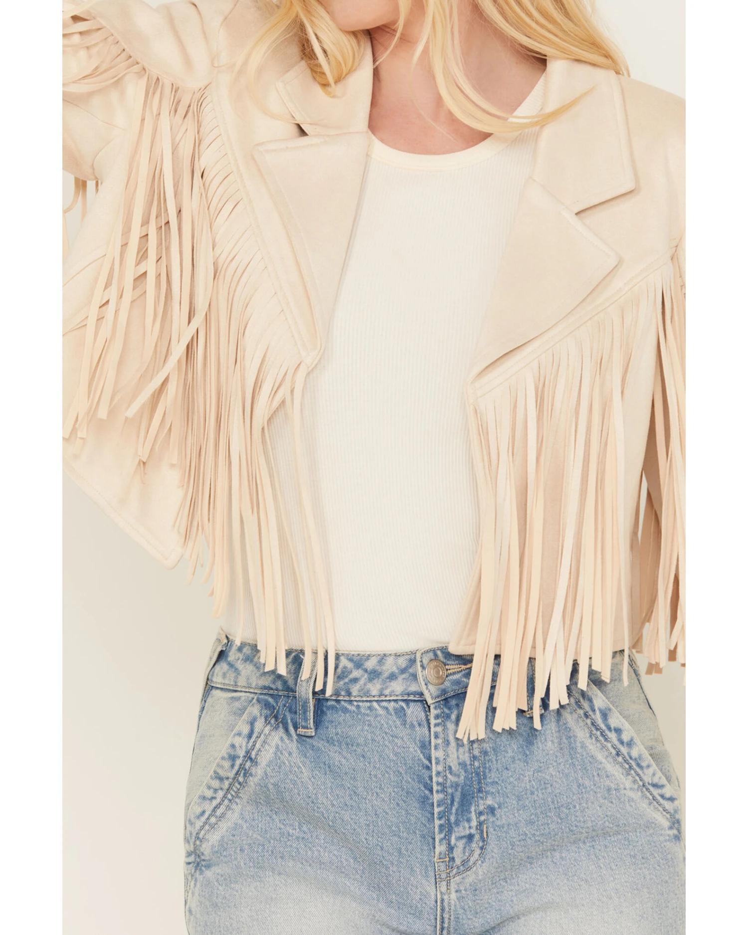 Saints & Hearts Women's Faux Suede Cropped Fringe Jacket 6 Saints & Hearts Women's Faux Suede Cropped Fringe Jacket - Image 4