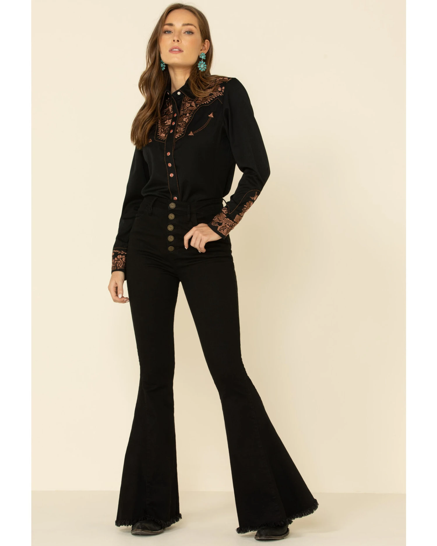 Scully Women's Floral Embroidered Western Shirt 5 Scully Women's Floral Embroidered Western Shirt - Image 3