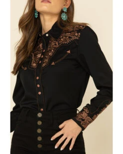 Scully Women's Floral Embroidered Western Shirt 11 Scully Women's Floral Embroidered Western Shirt -Country Outfitter Shop 658137 89 P3